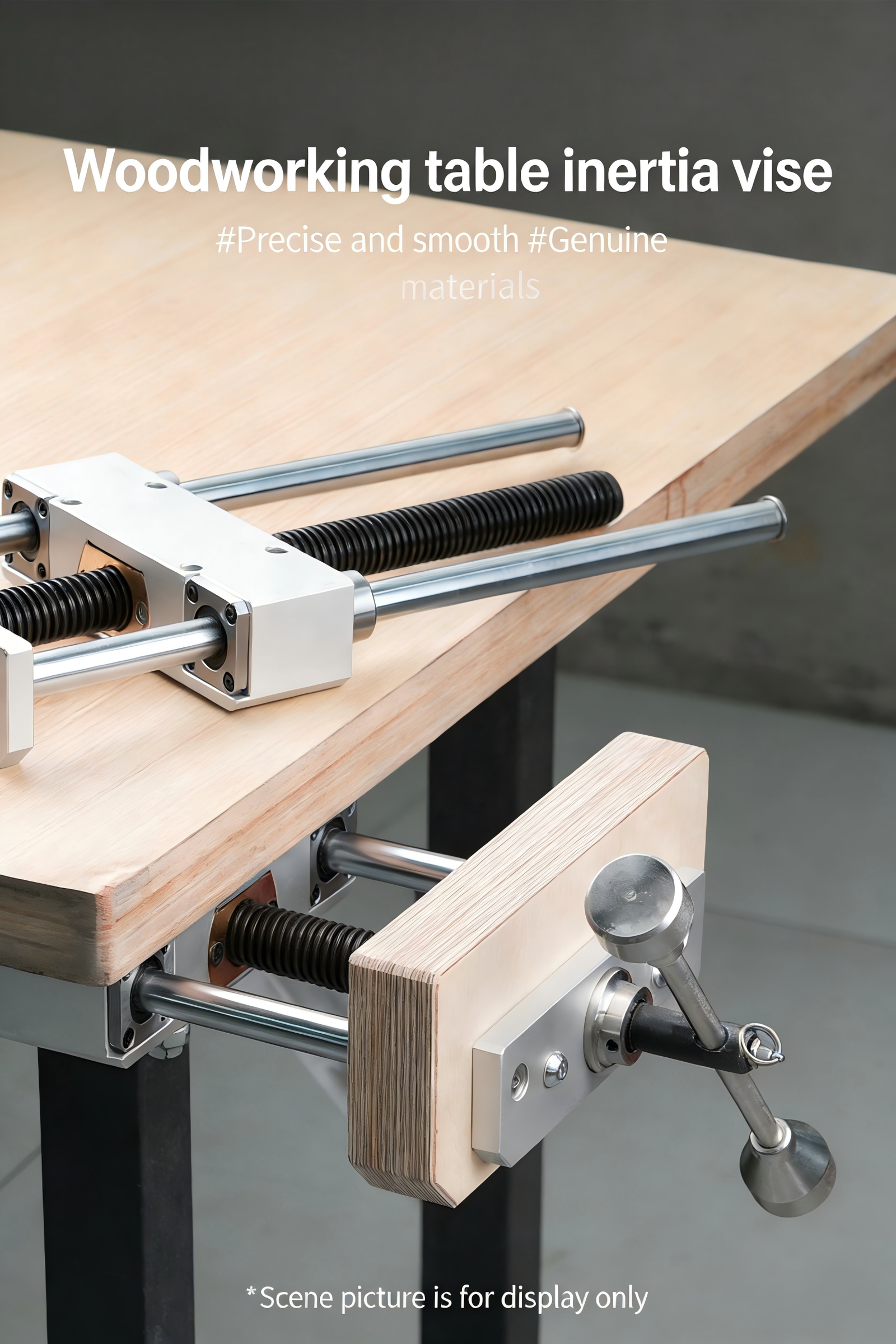 Woodworking bench inertia vise, DIY workbench, precision heavy-duty vise, bench clamp, clamping table, table vise, double connecting rod for vise, CNC - Image 3