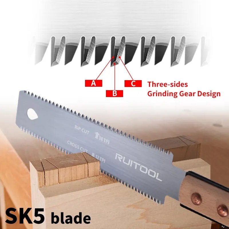 Ultra-Flex 6-Inch Japanese Pull Saw - SK5 Steel | 14TPI/17TPI Double-Sided Flush Cut Hand Saw - Image 3