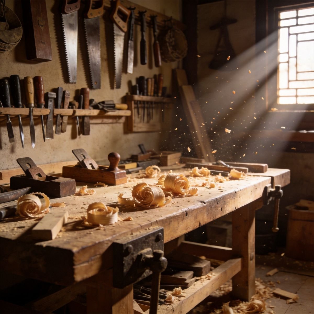 Traditional woodworking workshop